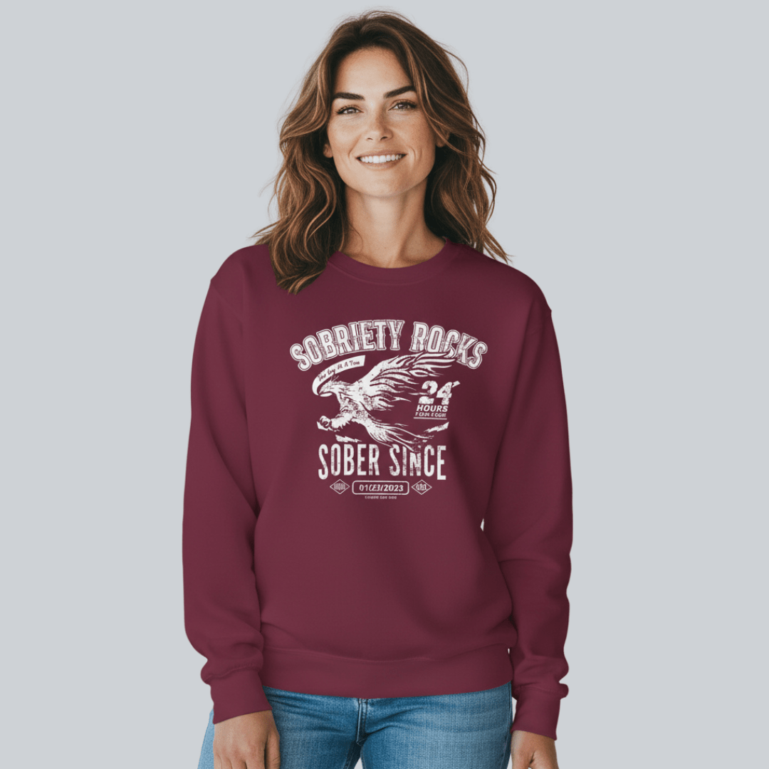 Sobriety Rocks | Women's Sober Since Sweatshirt with Custom Sobriety Date