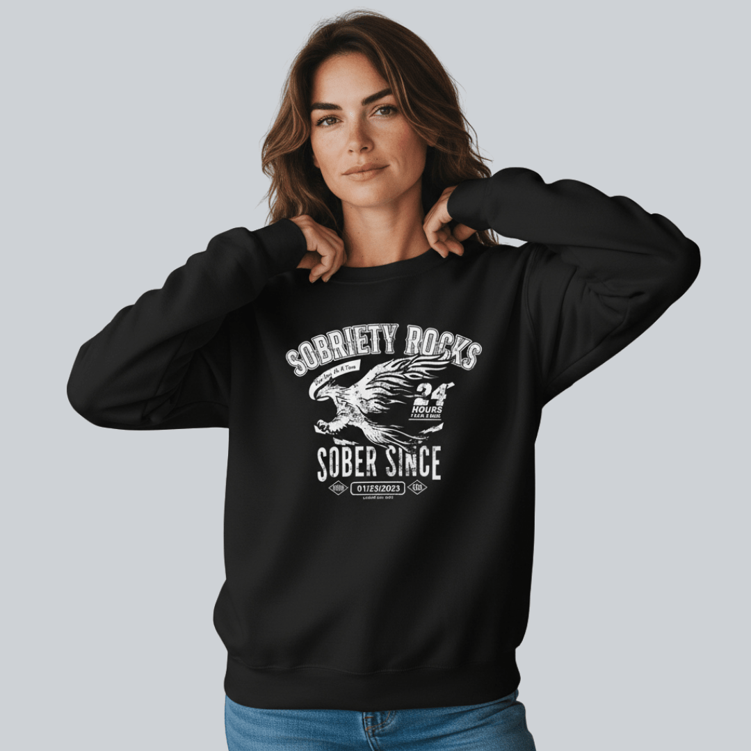 Sobriety Rocks | Women's Sober Since Sweatshirt with Custom Sobriety Date