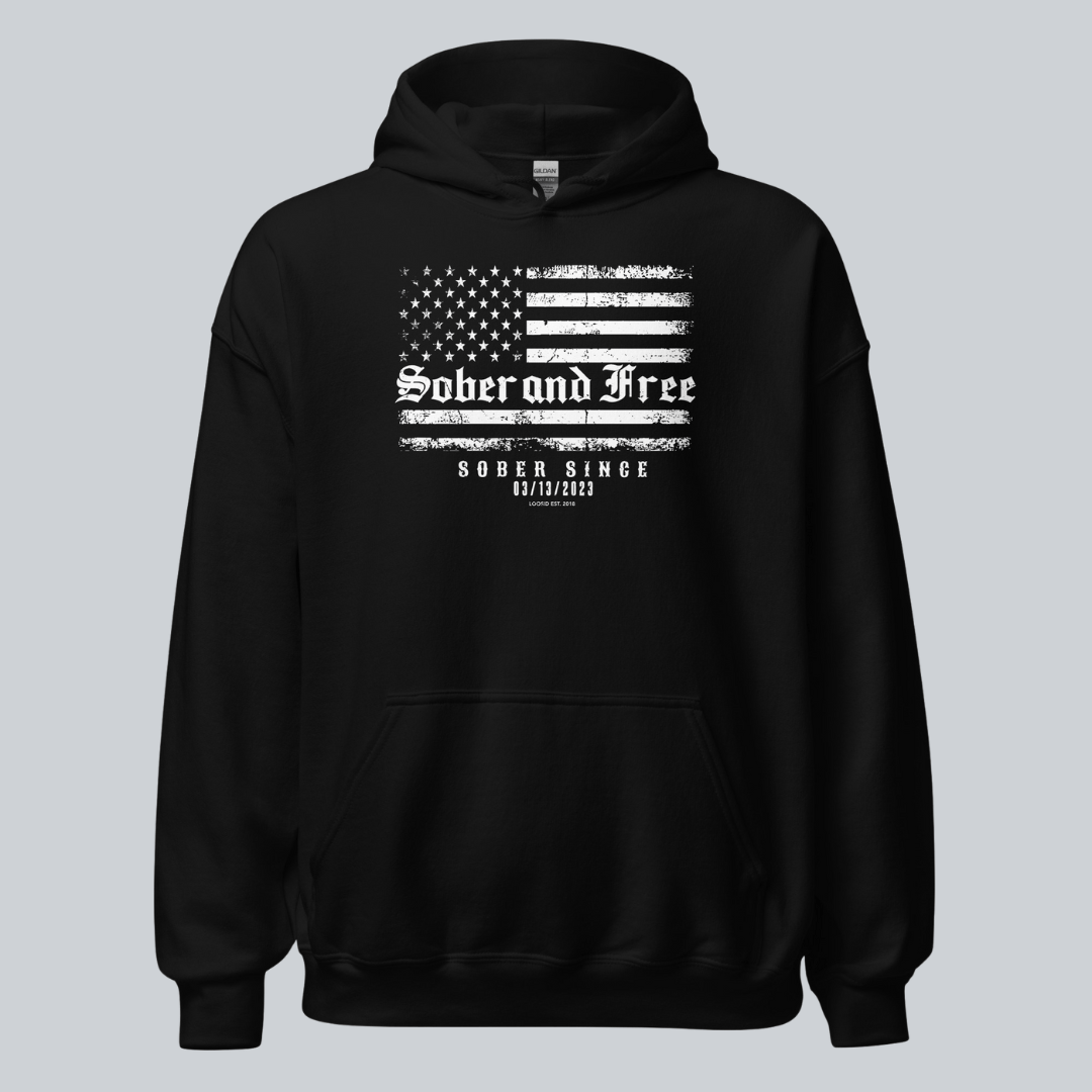 Recovery Hoodie | Sober and Free Custom Sobriety Date Sweatshirt