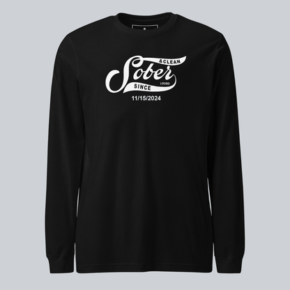 Men's Sober Since Long Sleeve T-shirt w/ Custom Sobriety Date
