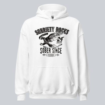 Sobriety Rocks | Men's Sober Since Hoodie with Custom Sobriety Date