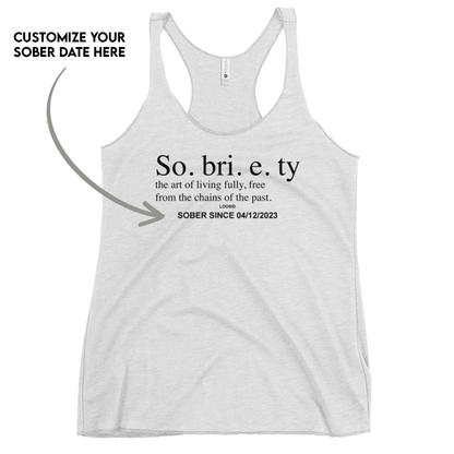 Sobriety Definition Women's Racerback Tank w/Personalize Sober Date