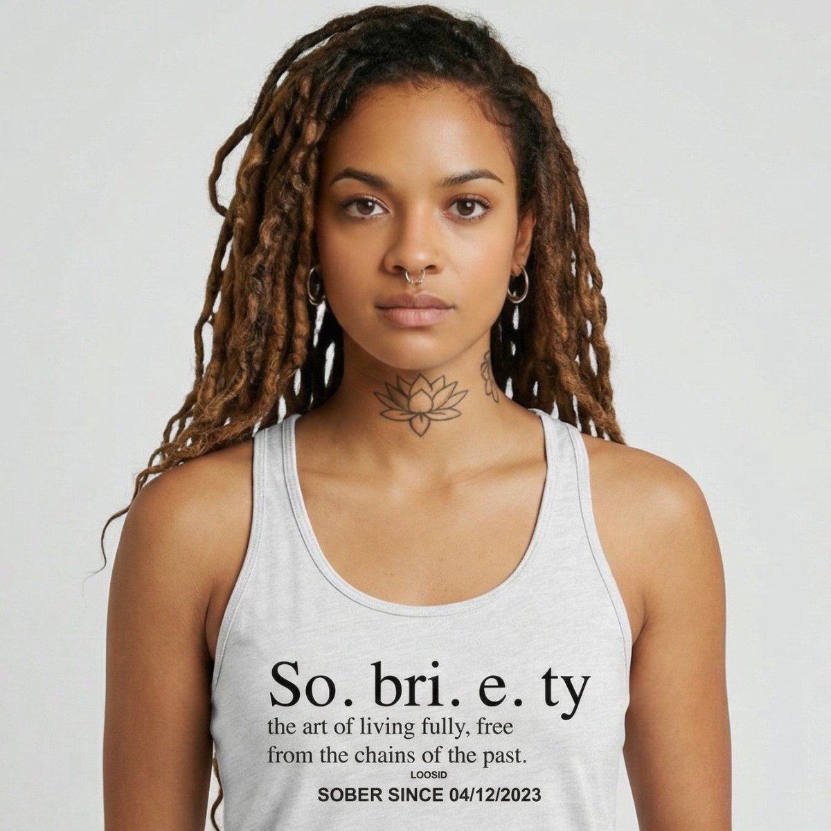 Sobriety Definition Women's Racerback Tank w/Personalize Sober Date
