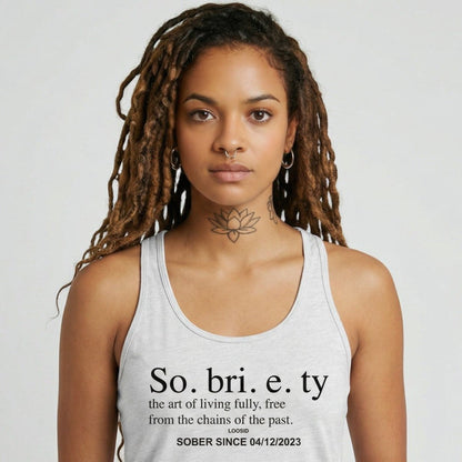 Sobriety Definition Women's Racerback Tank w/Personalize Sober Date