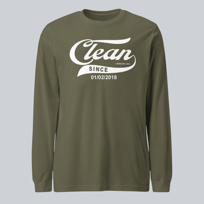 Men's Clean & Sober Long Sleeve T-shirt with Custom Sobriety Date