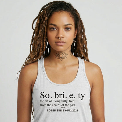 Sobriety Definition Women's Racerback Tank w/Personalize Sober Date