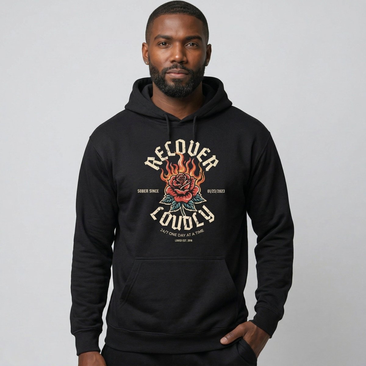 Recovery Hoodie | Recover Loudly Custom Sobriety Date Hoodie