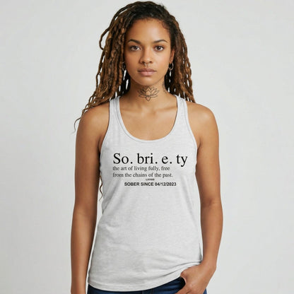 Sobriety Definition Women's Racerback Tank w/Personalize Sober Date