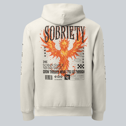 Cream Phoenix Reborn Recovery Hoodie ULTRA Premium Garment Dyed | Sober Hoodie Limited Edition