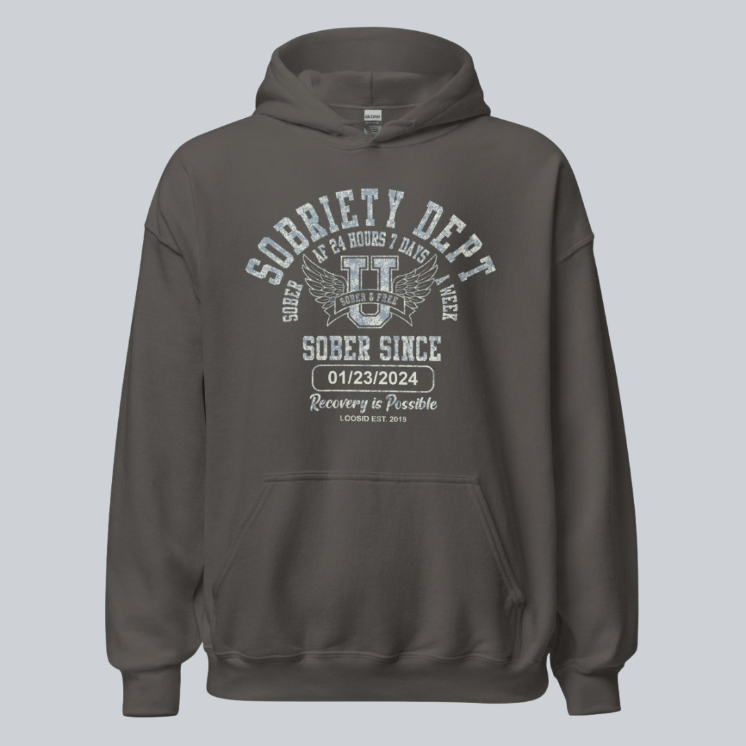 Recovery Hoodie | Sobriety Dept Hoodie with Custom Sobriety Date