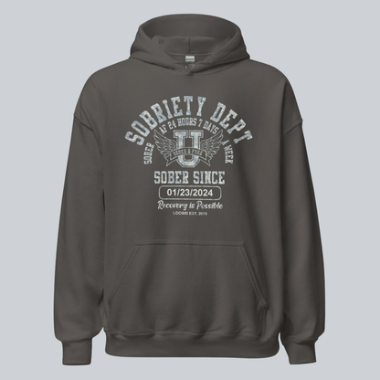 Recovery Hoodie | Sobriety Dept Hoodie with Custom Sobriety Date