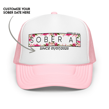 Women's Sober AF Lily Trucker Hat  w/ Personalized Sobriety Date