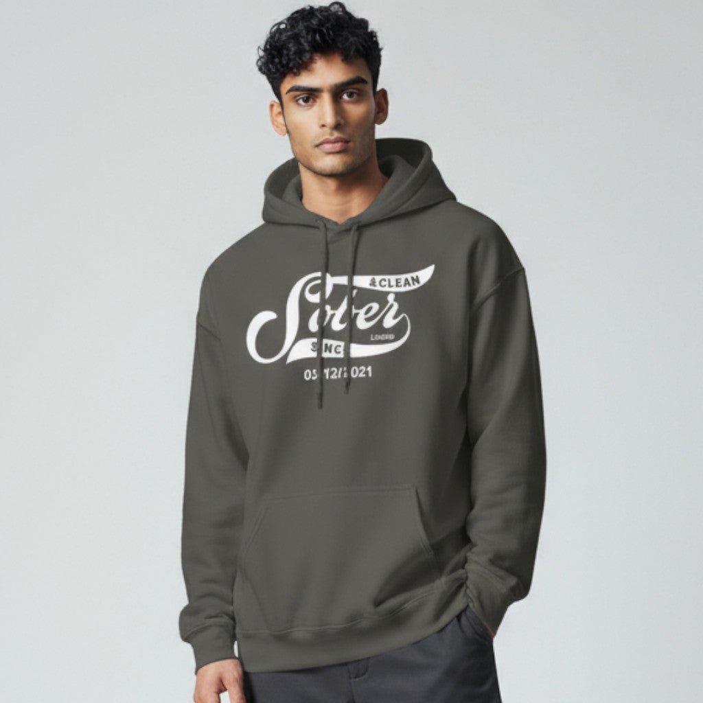 Men Sober Since Hoodie w/ Personalized Sobriety Date