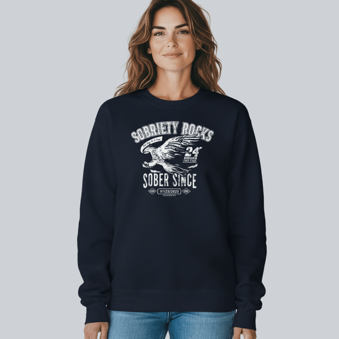 Sobriety Rocks | Women's Sober Since Sweatshirt with Custom Sobriety Date