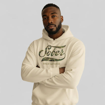 Recovery Hoodie | Sober Since Camo Hoodie with Personalized Date