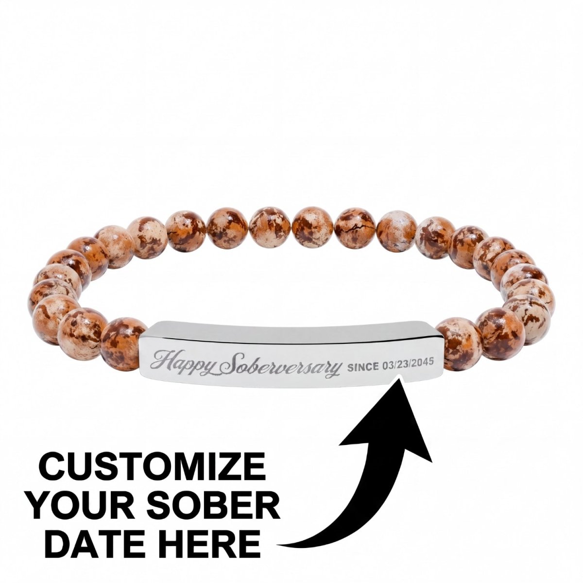 Sobriety Gift | Happy Soberversary Stone Bar Jewelry (Engraving)