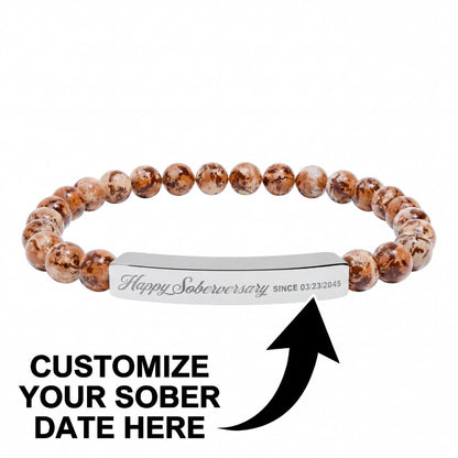 Sobriety Gift | Happy Soberversary Stone Bar Jewelry (Engraving)