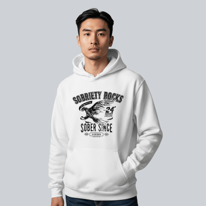 Sobriety Rocks | Men's Sober Since Hoodie with Custom Sobriety Date