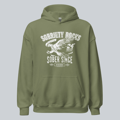 Sobriety Rocks | Men's Sober Since Hoodie with Custom Sobriety Date