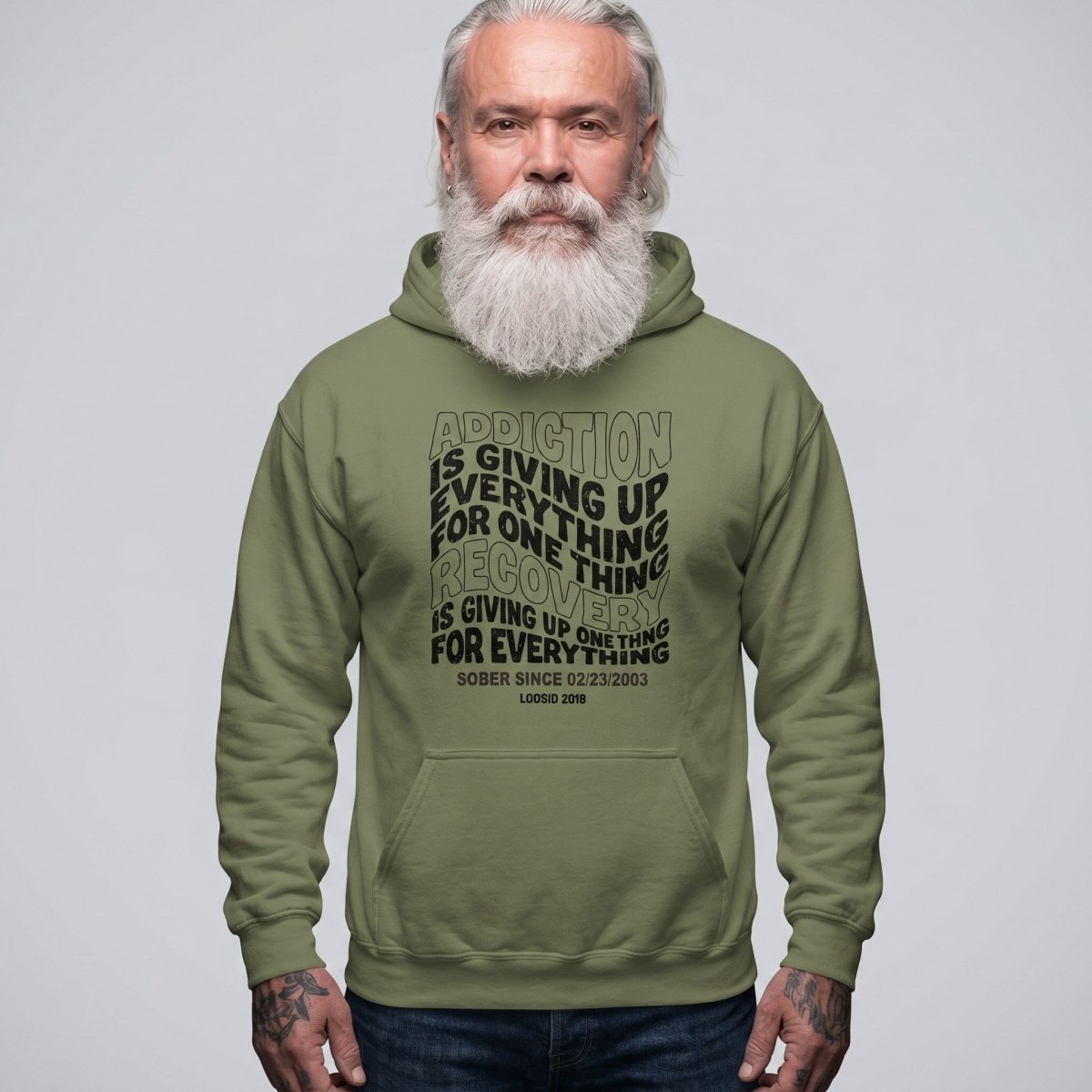 Addiction is Giving up Recovery Hoodie back view (view 17)
