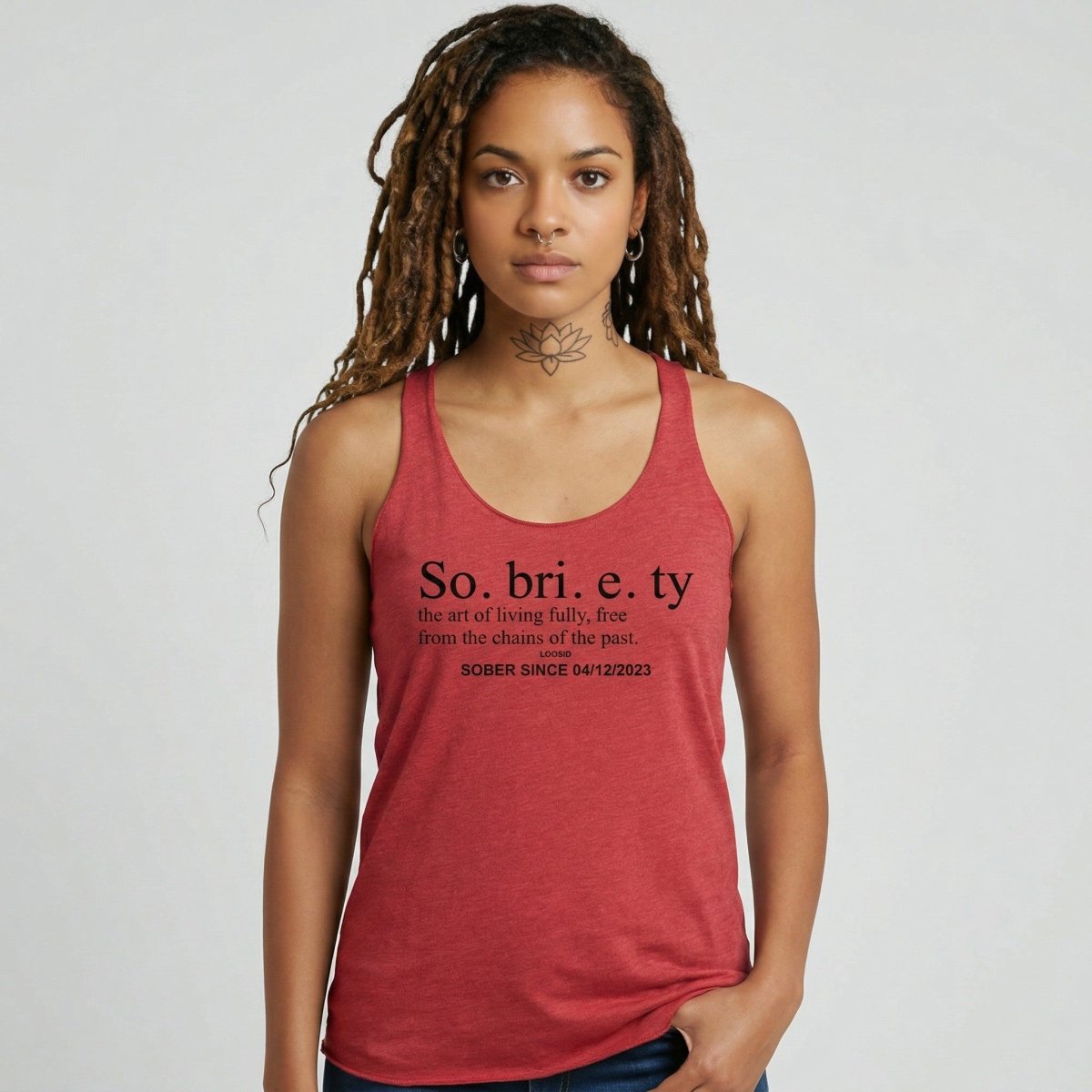 Sobriety Definition Women's Racerback Tank w/Personalize Sober Date