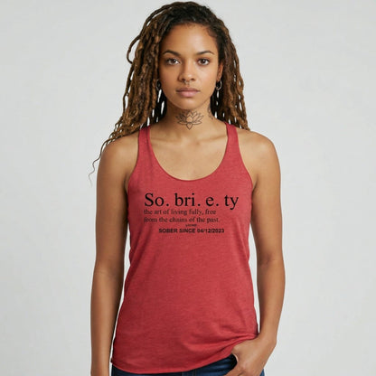 Sobriety Definition Women's Racerback Tank w/Personalize Sober Date