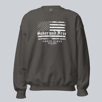 Sober and Free Sobriety Sweatshirt | Custom Recovery Date