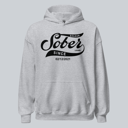 Men Sober Since Hoodie w/ Personalized Sobriety Date