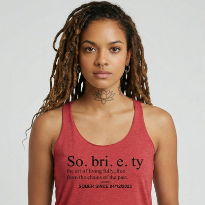 Sobriety Definition Women's Racerback Tank w/Personalize Sober Date