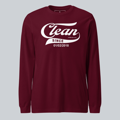 Men's Clean & Sober Long Sleeve T-shirt with Custom Sobriety Date
