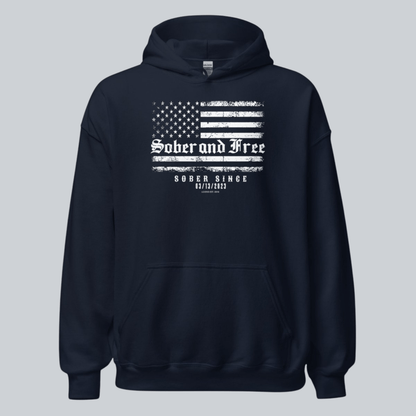 Recovery Hoodie | Sober and Free Custom Sobriety Date Hoodie