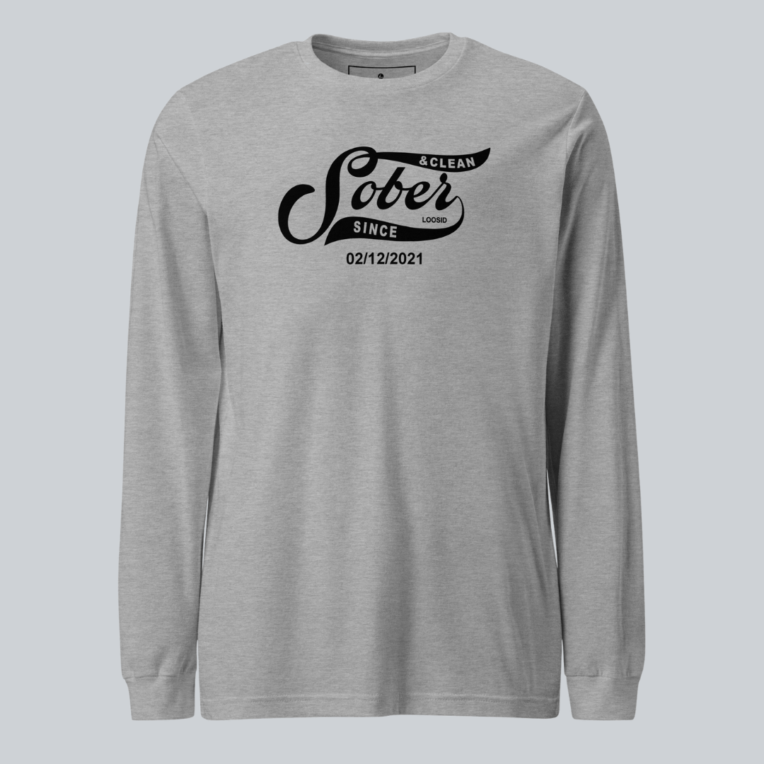 Men's Sober Since Long Sleeve T-shirt w/ Custom Sobriety Date