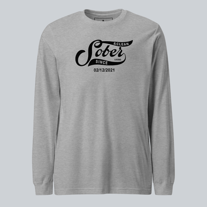 Men's Sober Since Long Sleeve T-shirt w/ Custom Sobriety Date