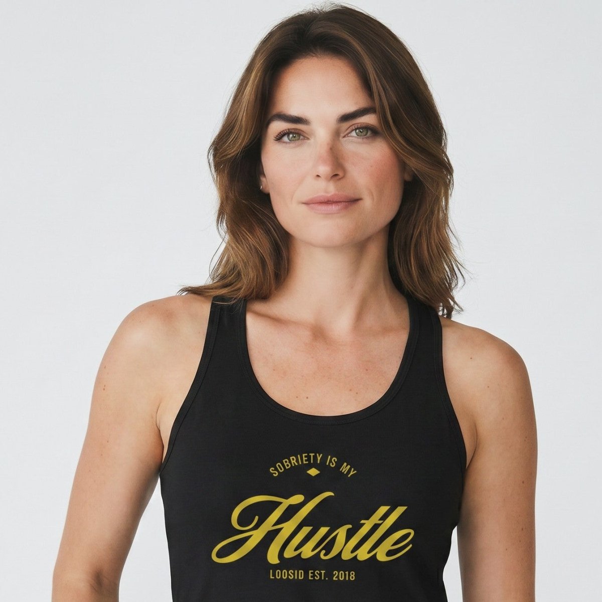 Sobriety is My Hustle Sober Tank Top close-up view (view 2)
