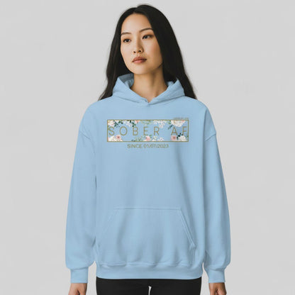 Recovery Hoodie | Women's Sober AF Flower Hoodie with Custom Date