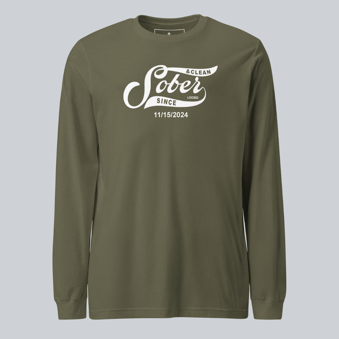 Men's Sober Since Long Sleeve T-shirt w/ Custom Sobriety Date