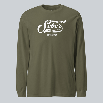 Men's Sober Since Long Sleeve T-shirt w/ Custom Sobriety Date