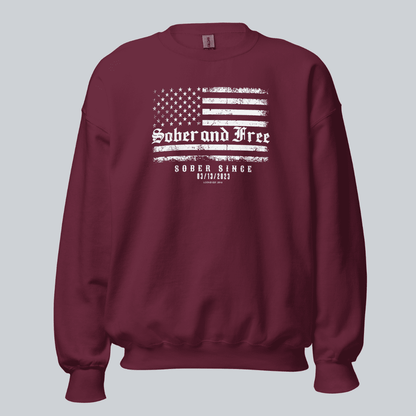 Sober and Free Sobriety Sweatshirt | Custom Recovery Date