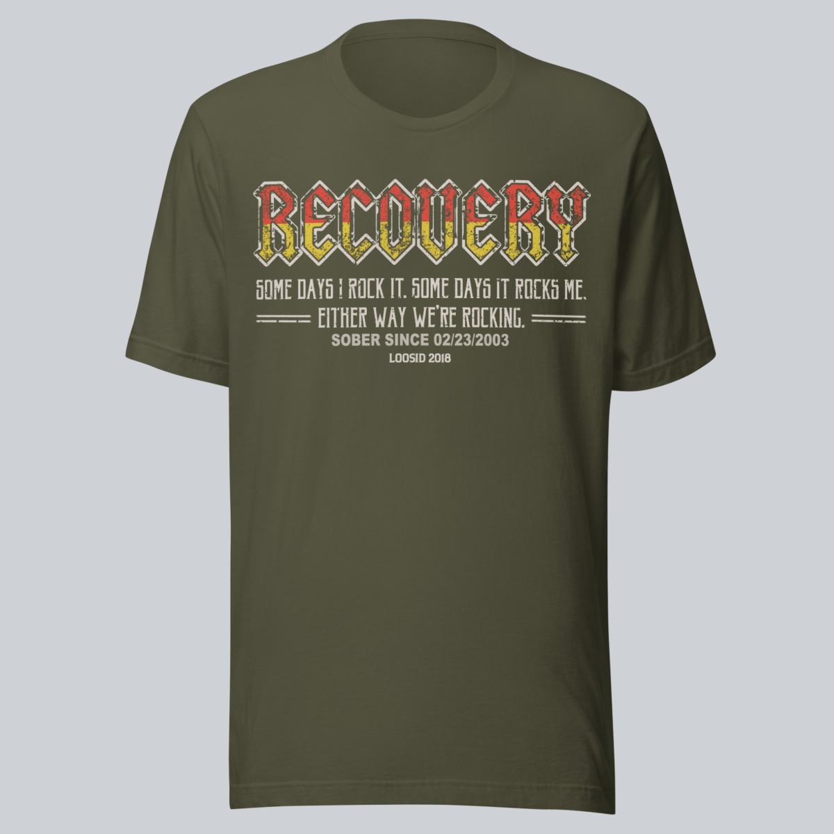 Recovery T-shirt | Men's Recovery Rock T-shirt with Personalized Date