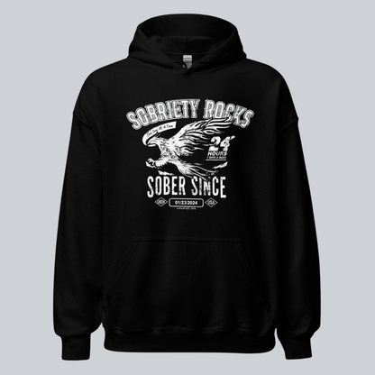 Sobriety Rocks | Men's Sober Since Hoodie with Custom Sobriety Date
