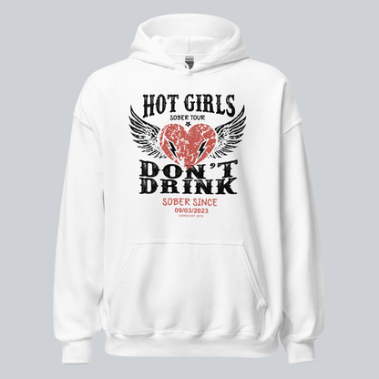 Recovery Hoodie | Hot Girls Custom Sobriety Date Hoodie