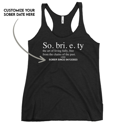 Sobriety Definition Women's Racerback Tank w/Personalize Sober Date