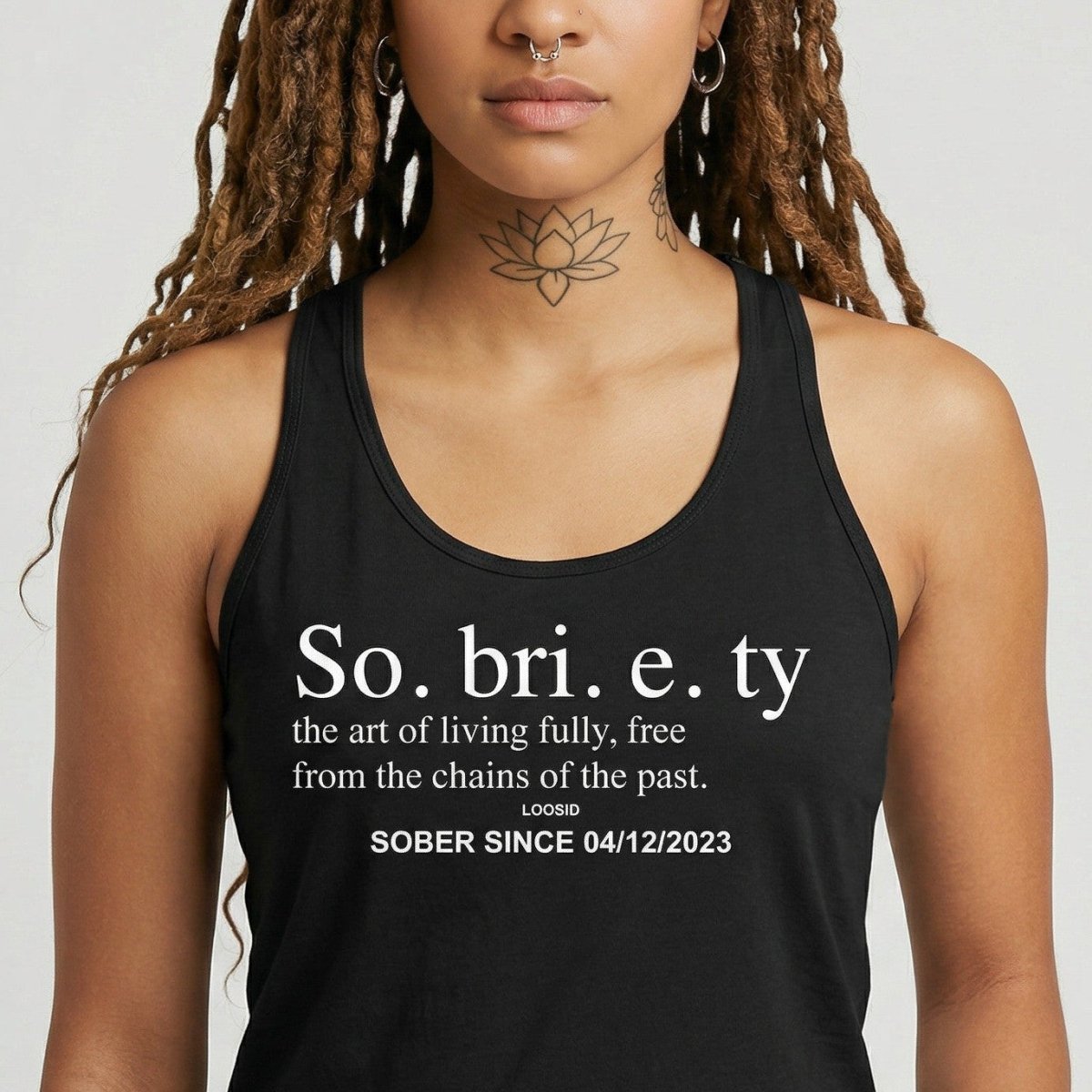 Sobriety Definition Women's Racerback Tank w/Personalize Sober Date