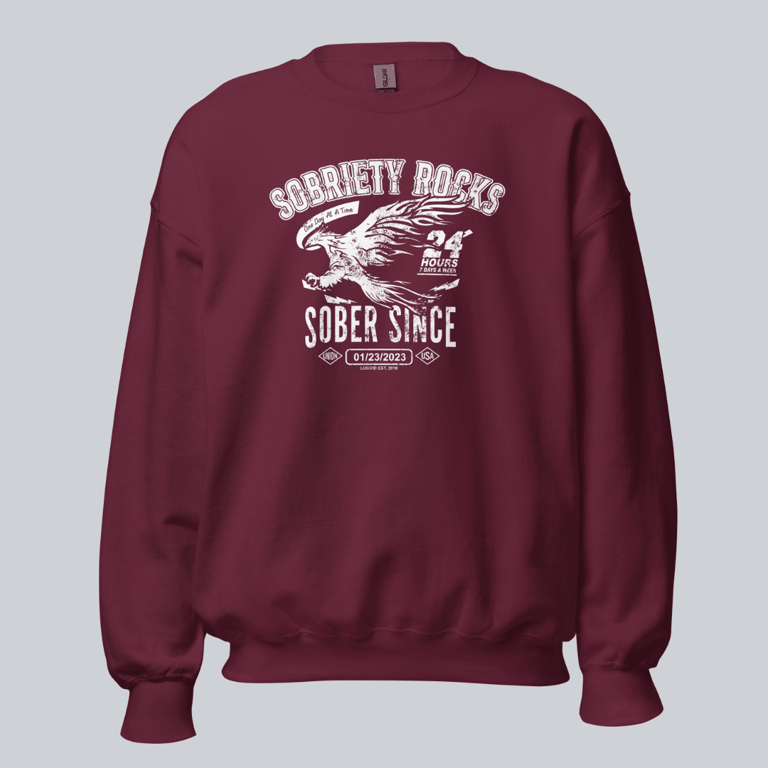 Sobriety Rocks | Women's Sober Since Sweatshirt with Custom Sobriety Date