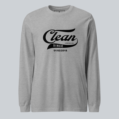 Men's Clean & Sober Long Sleeve T-shirt with Custom Sobriety Date