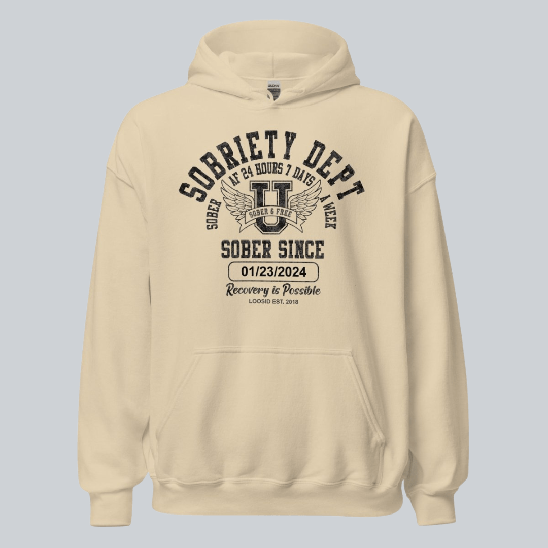 Recovery Hoodie | Sobriety Dept Hoodie with Custom Sobriety Date