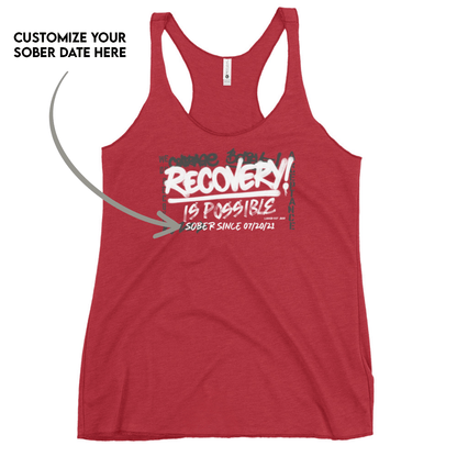 Women’s Recovery Is Possible Racerback Tank w/ Personalized Sobriety Date