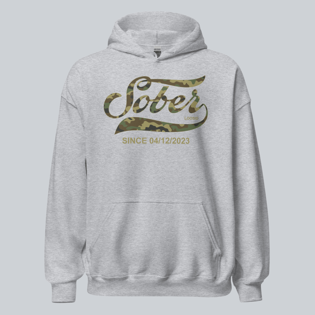 Recovery Hoodie | Sober Since Camo Hoodie with Personalized Date
