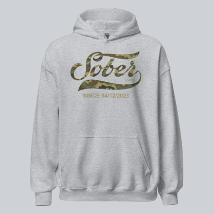 Recovery Hoodie | Sober Since Camo Hoodie with Personalized Date