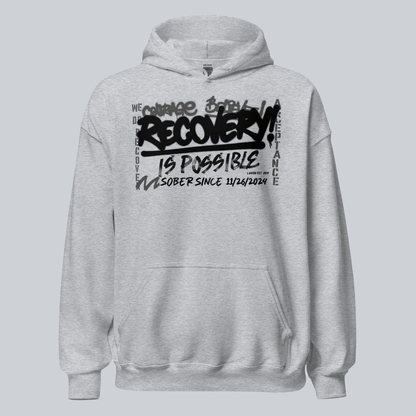 Recovery Hoodie | Men’s Recovery Is Possible Hoodie with Date